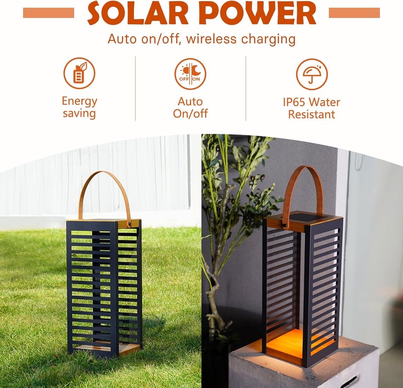Solar Yard Outdoor Floor Lamp Solar Powered Light, Patio Waterproof Metal Solar Lantern with Handle, Plant Decor for Patio, Yard, Porch, Large - Image 3